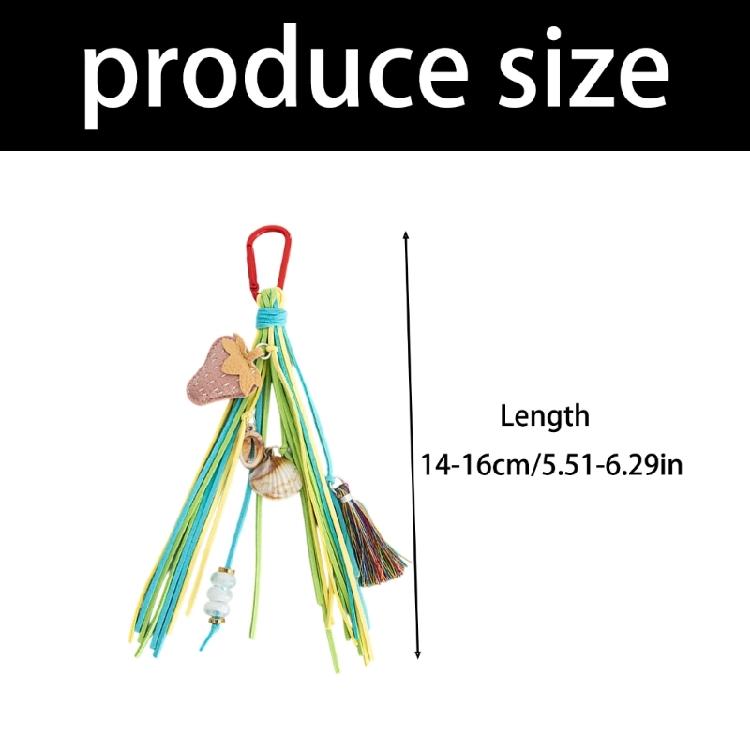 Versatile Bohemian Style PU Shell Bead Keychain Craft Kit With Playful Fruit Design And Adjustable Tassels Trims