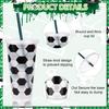 10 Pcs 25 Oz Plastic Soccer Cups Reusable Tumbler With Lid And Straw Soccer Birthday Party Gifts For Fan Men Women Sports