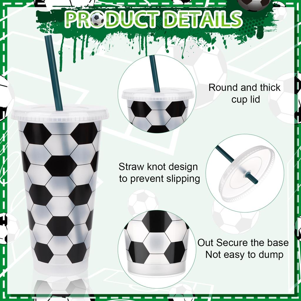 10 Pcs 25 Oz Plastic Soccer Cups Reusable Tumbler With Lid And Straw Soccer Birthday Party Gifts For Fan Men Women Sports
