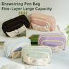 Five-Layer Pen Bag Zipper Pen Storage Bag Fashion Pencil Case  Gift