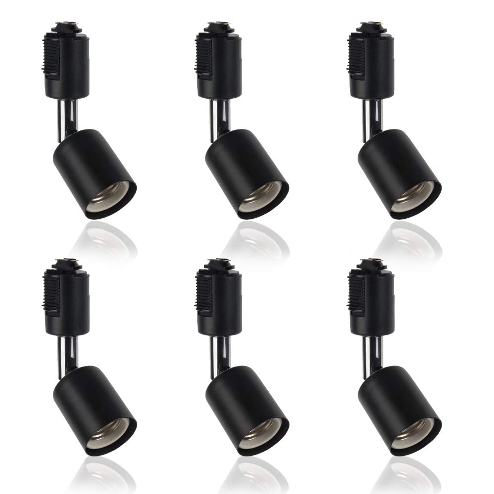 Xydled Lighting Bar Spotlight, E26 Base, Bulb Not Included, Black, Set of 6, for Duct Rails