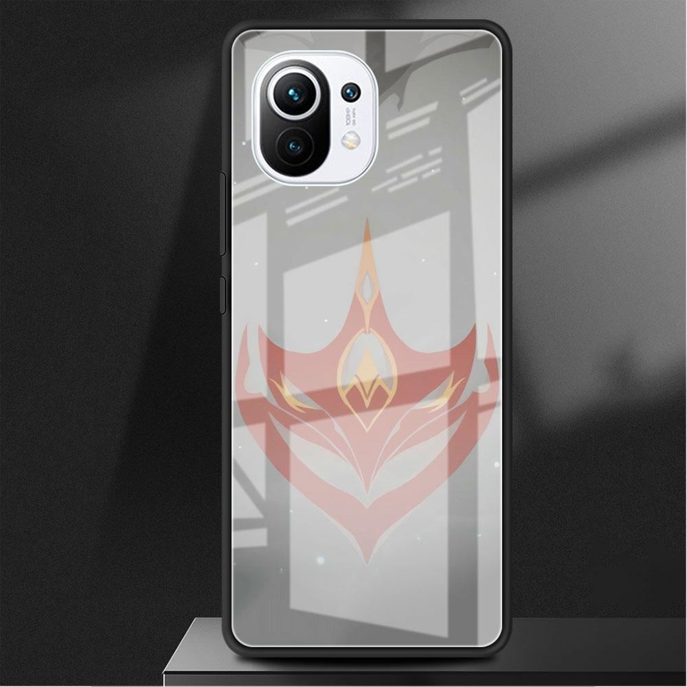 Genshin Impact Logo Glass Case For Xiaomi Poco X3 NFC 11 Lite 11T F3 M3 For Redmi Note 11 10 9 8 Pro 10S 9S 9A 9C Phone Cover