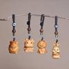 Golden Sandalwood Zodiac Animal Carving Keychain - Solid Wood Cultural Craft