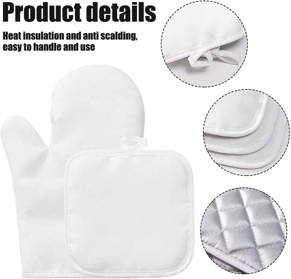 Set da 2 manopole da forno e presine in poliestere sublimabile vierge per guanti da forno personalizzati, tappetini da cucina, utensile da cucina, isolamento