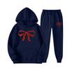 Unisex Casual Hoodie and Sweatpants Set - Loose Fit, Bowknot Printed 