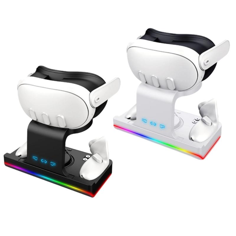 Charging Dock for 3 VR Headset Charging Stand Charging Station Headset Controllers High Speed LED Charging Stand