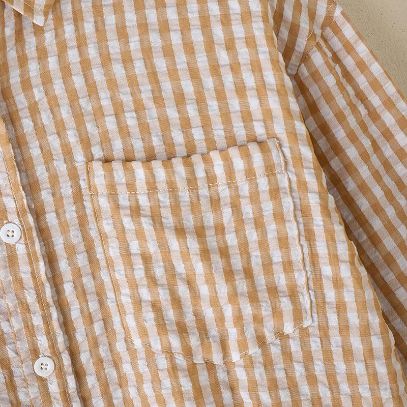 ZANZEA Women Casual Turn Down Collar Grid Print Loose Long Sleeve Blouse