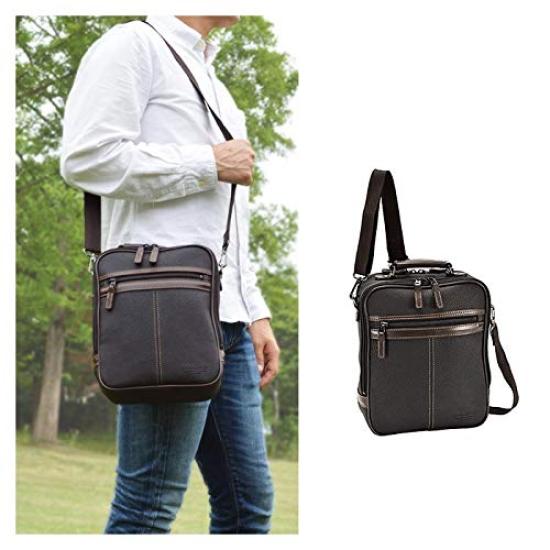 Hirano Kaban, Made In Japan by Toyooka Craftsmen, Men's Crossbody Shoulder Bag, Casual Bag with Cowhide Leather Handles, A5 Size, Vertical Fit, 26cm,