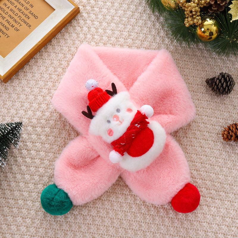 Korean Style Plush Snowman Scarf for Kids - Warm Winter Neck Warmer for Girls & Boys