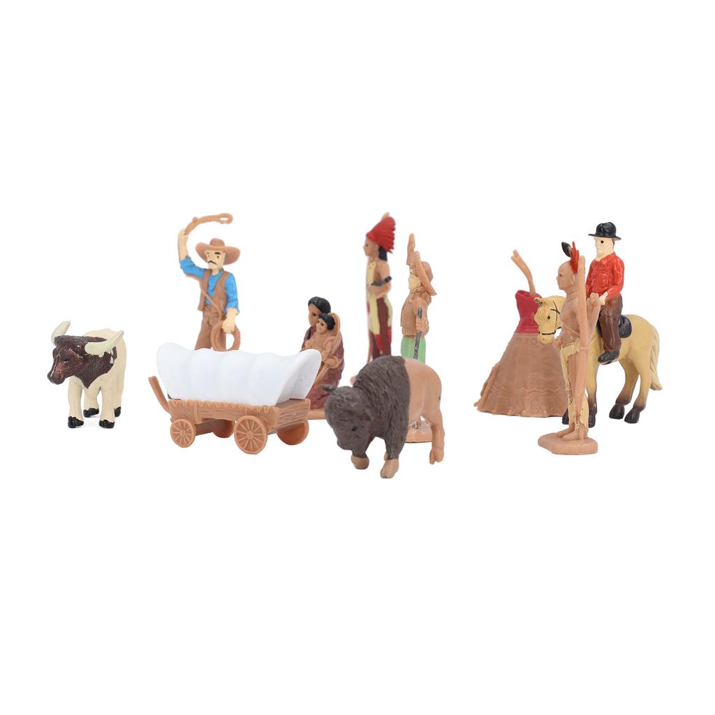 10Pcs Cowboy and Indian Action Figures Strong Durable PVC Rich Details Cowboy Figurines for Kids