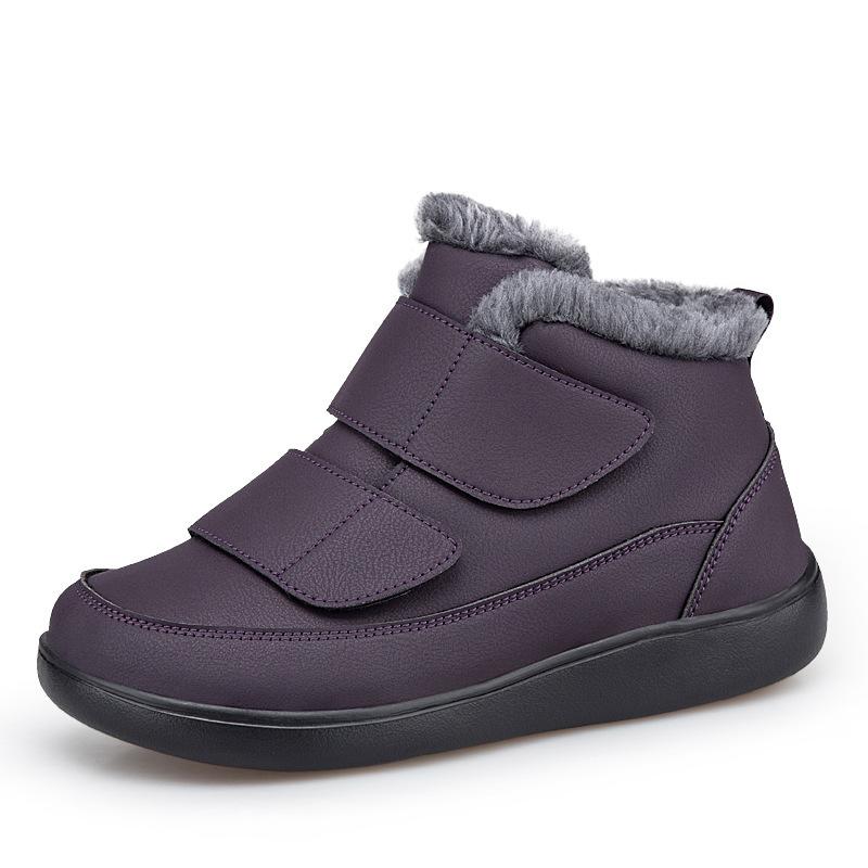 Women Snow Boots Hook‑and‑Loop Men Warm Short Booties Waterproof Non‑Slip Winter Cotton Shoes for Outdoor Walking Big Size 36-47