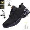 Black Mesh Men Safety Boots With Steel Toe Cap Anti-Smash Work Sneakers Safety Shoes Men Indestructible Work Footwear