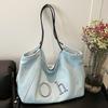 Vintage Denim Tote Bag Women's New Large Capacity Letter Shoulder Bag Commuter Armpit