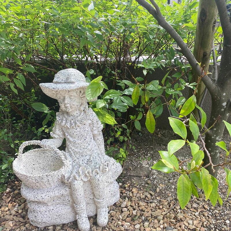 Due warehouse relocation everything must go Garden ornament girl sitting on bench planter. planter outdoor decoration. Free shipping. Antique-style as