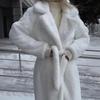 Cappotto in finta pelliccia autunnale e invernale europeo e americano pelo di coniglio Rex allungato con colletto da abito da donna cintura cappotto