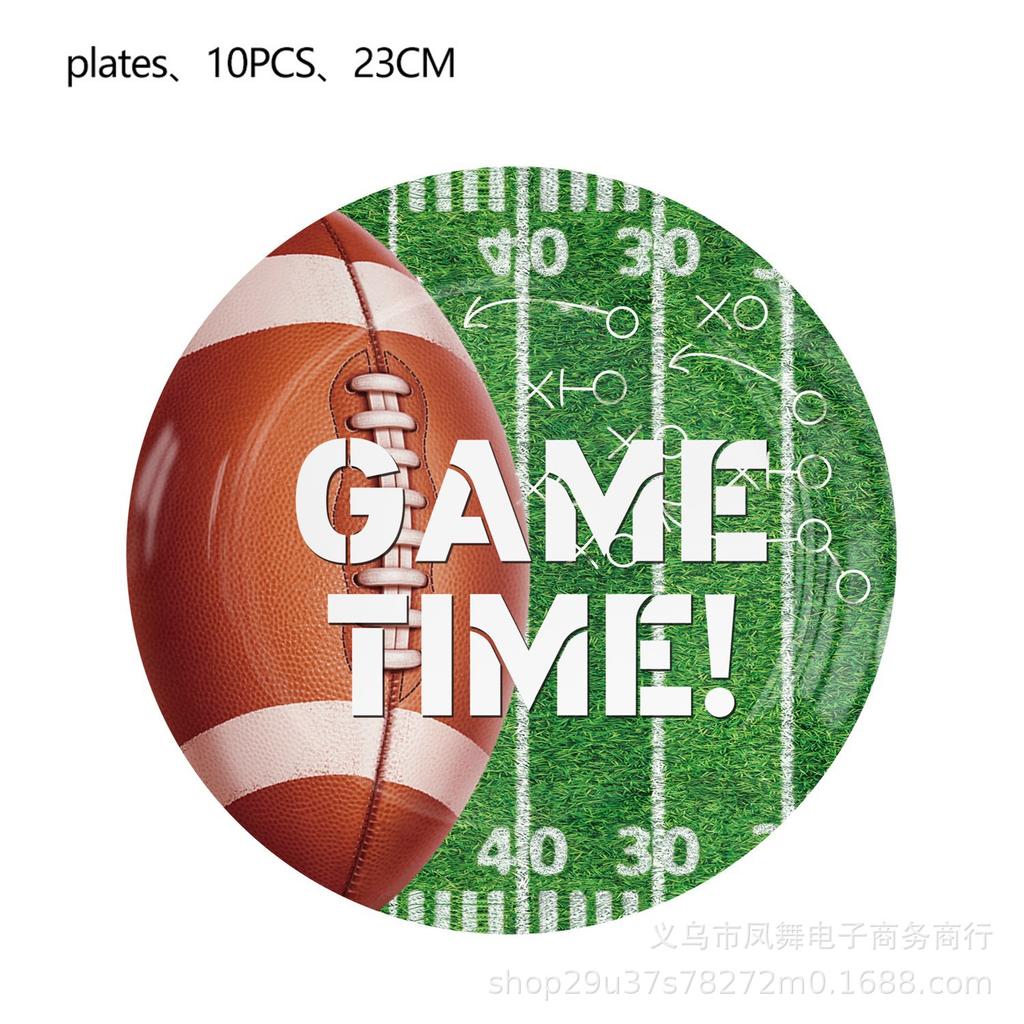 Super Bowl Football Kids Party Supplies Tableware Tablecloth Paper Plates Banners Pennant Decorations