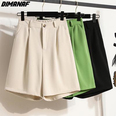 DIMANAF 2022 Pantaloncini Estivi Taglie Forti Vita Alta Donna Pantaloni Basic Grandi Casual Femminili Pantaloni Casual Verde 5XL