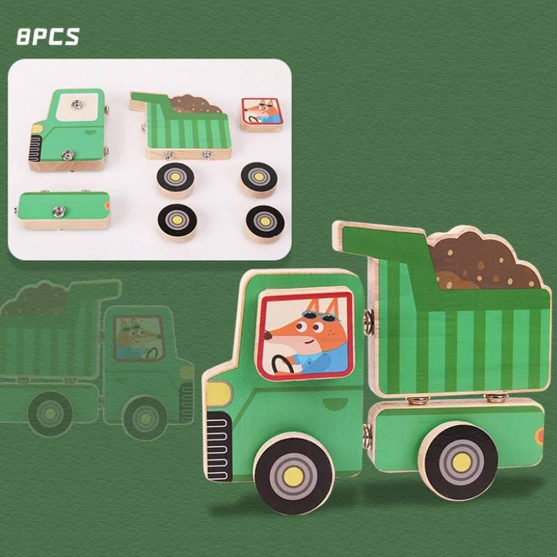 Wooden Construction Vehicle Toy Set For Stem Science Experiments And Educational Play