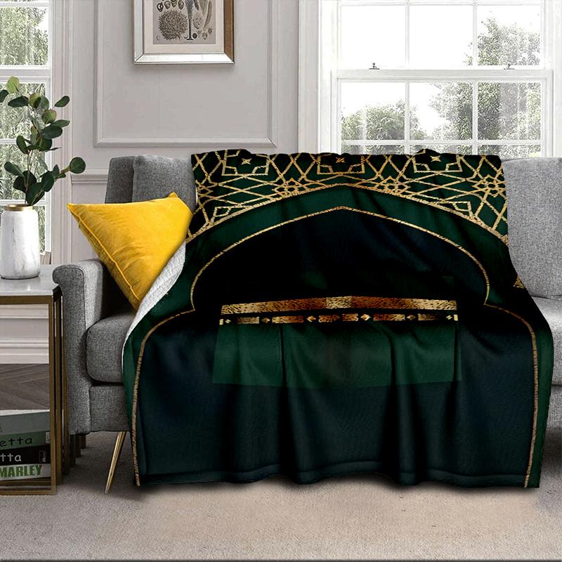 Golden Mosque Silhouette Blanket Flannel Blanket for bed, sofa, Camping, Hiking, Picnic Essentials, gift for family Fan gifts