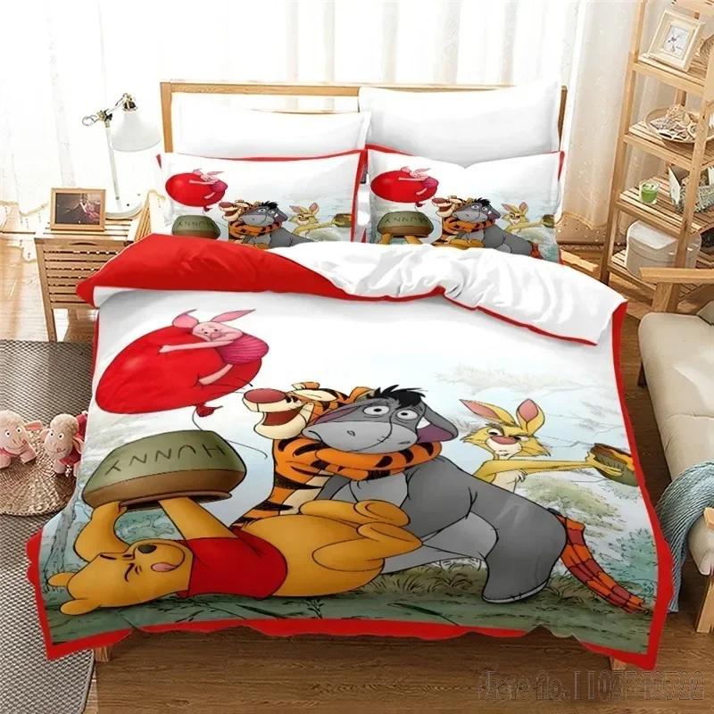 Winnie The Pooh Piglet Honey Pot Cartoon Duvet Cover Set HD Comforter Cover for Kids Bedding Sets Bedclothes Bedroom Decor