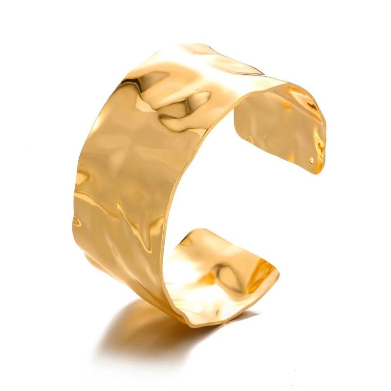 New Stainless Steel Simple Wide Version Open Bracelet Street Hip Hop Exaggerated Gold-plated Bracelet