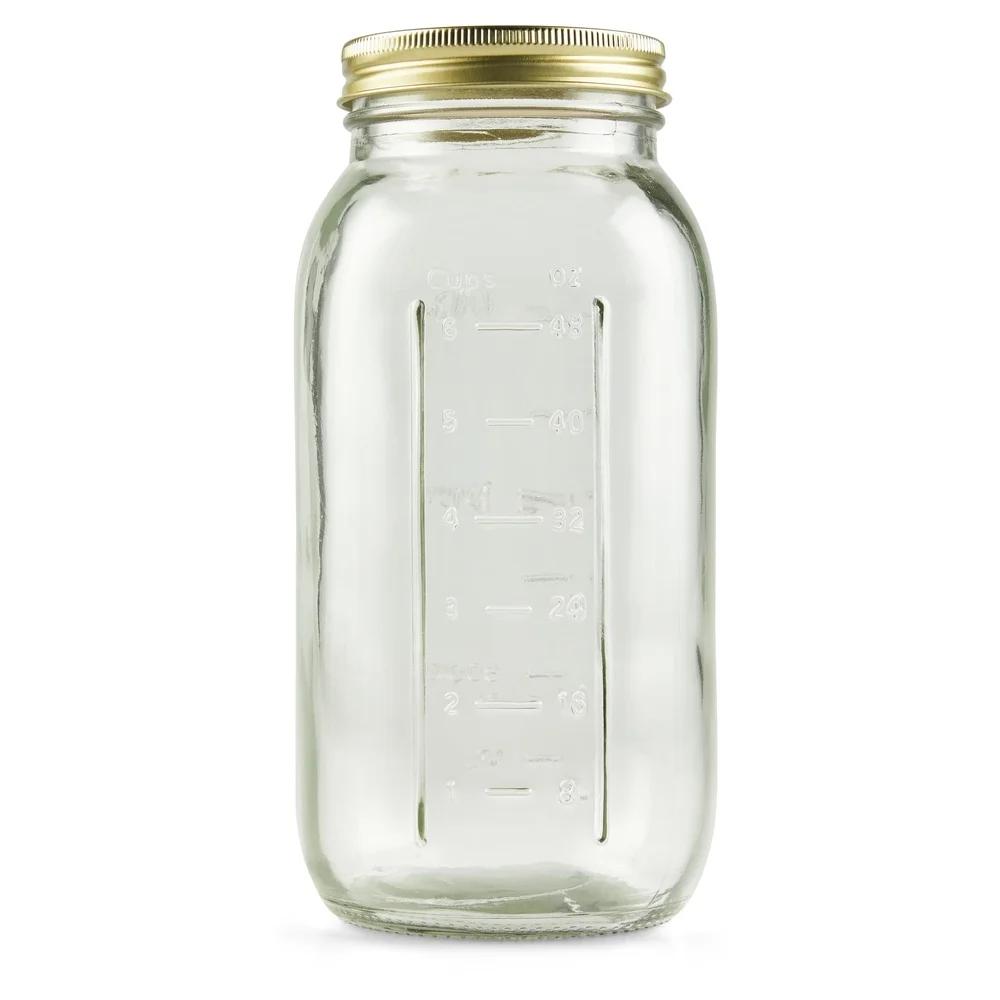 64 oz Airtight Glass Jars Wide Mouth Canning Jars 6 Count Food Storage Preserving Fruits Vegetables Sauces Dishwasher Safe