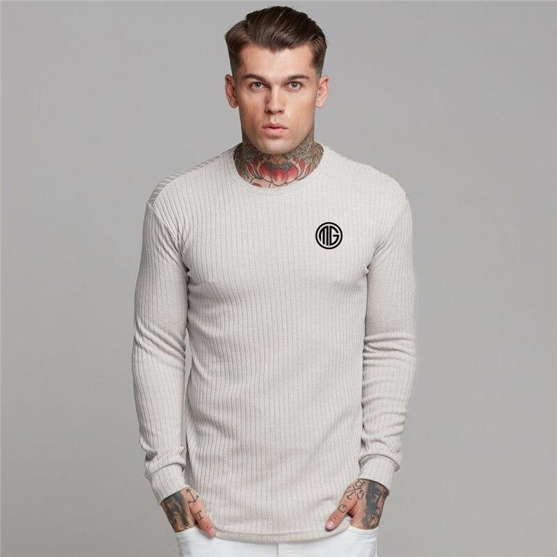 

Muscleguys, новый весенне-осенний свитер, мужская серая футболка без шапочки с длинными рукавами, повседневная удобная рубашка с круглым вырезом XXL белый