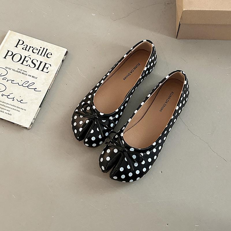 Flache Tabi Ninja Sommerschuhe mit Schleife Zehenschuhe Hufschuhe Damen Damen Bequeme Mokassins mit geteilter Zehe Loafer