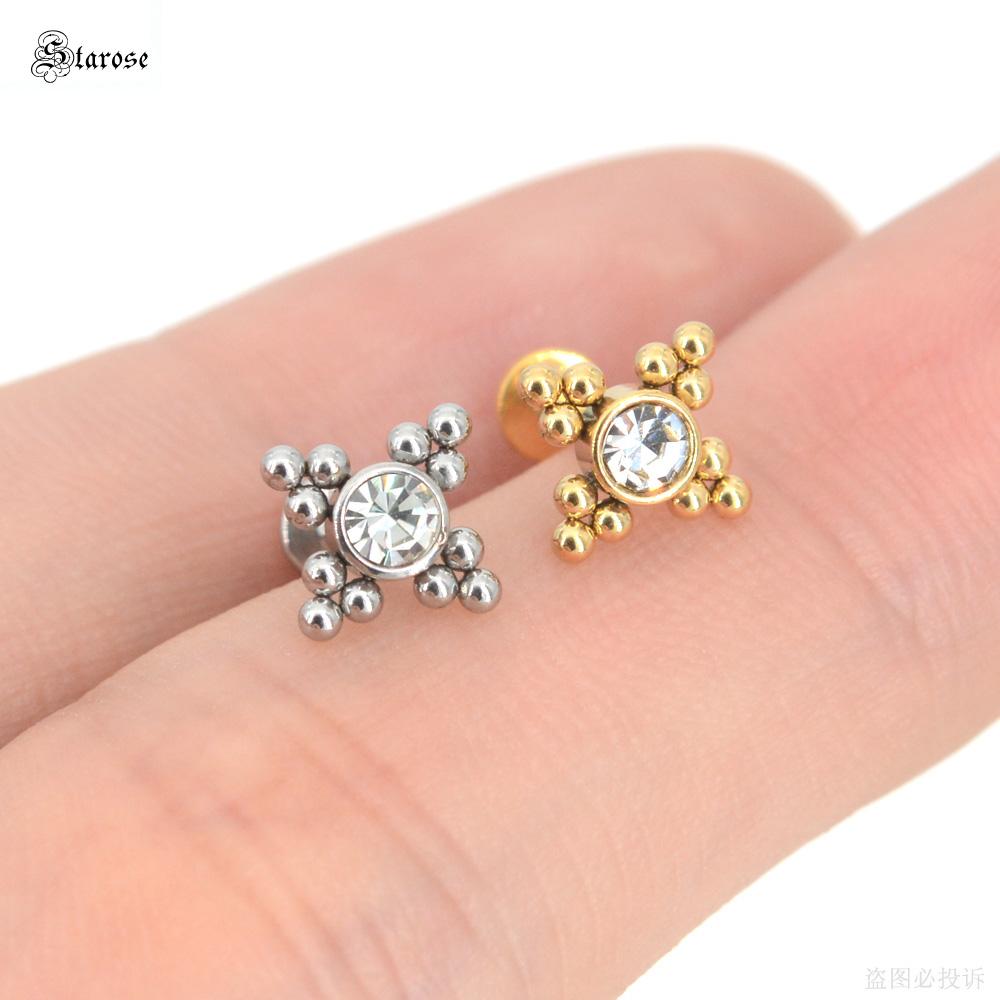 1Pc 1.2x6/8mm G23 Titanium Base Stainless Steel Studs Lip Labret Piercing Nose Helix Piercing Conch Tragus Earrings Flat End