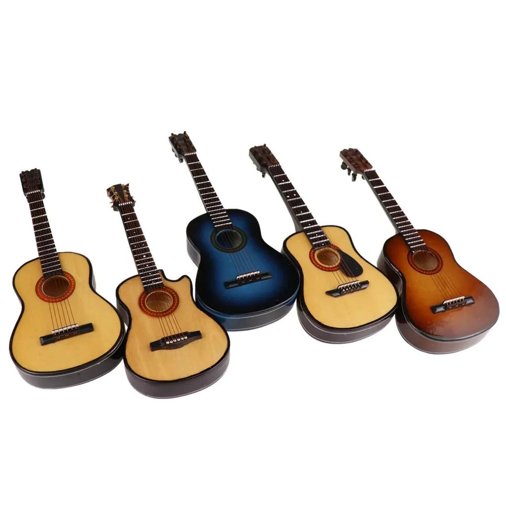 10CM Mini Folk classical guitar model Wooden Mini Guitar Model Musical Instrument Decoration Gift For Bedroom Living Room