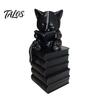 Decorative Ornament for Students 3D Printed Reading Cat Figurine, Desktop Animal Statue, Miniature Kitten Sitting on Minimalist Accessories