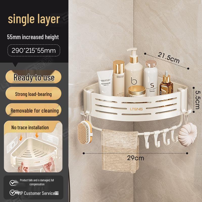Punch-Free Traceless Wall-Mounted Bathroom Corner Shelf