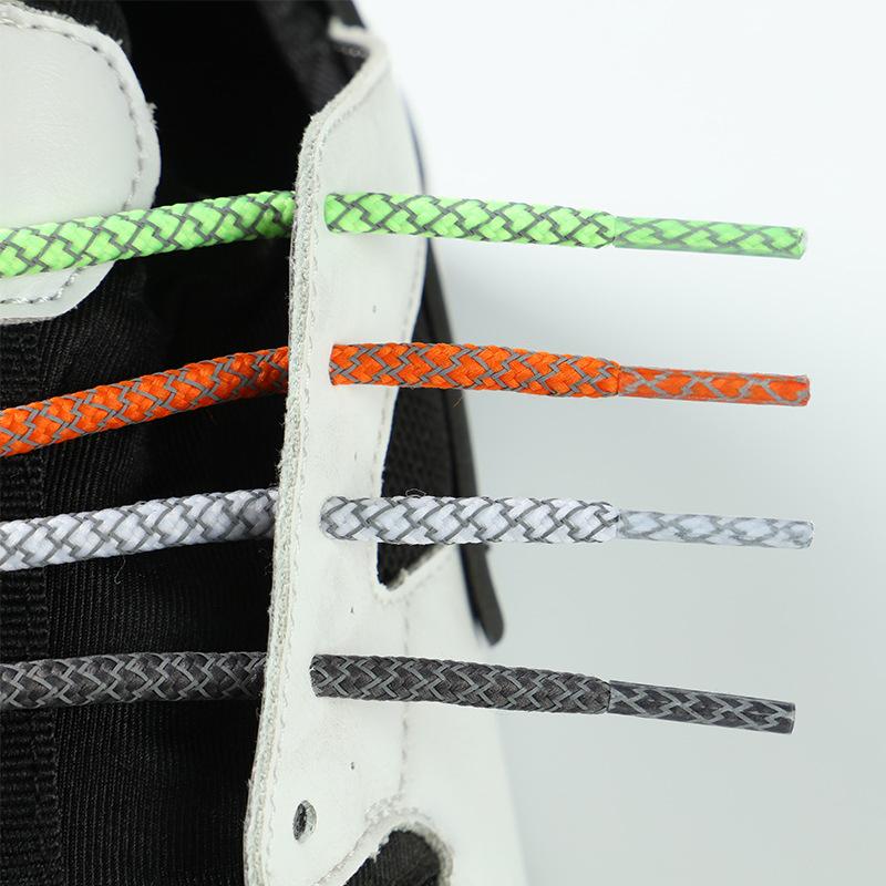 1 Pair 120CM Reflective Sports Shoelace Round Woven Rope Rhoelace Rtrong Light Shoelace Durable Polyester Shoelace Rope
