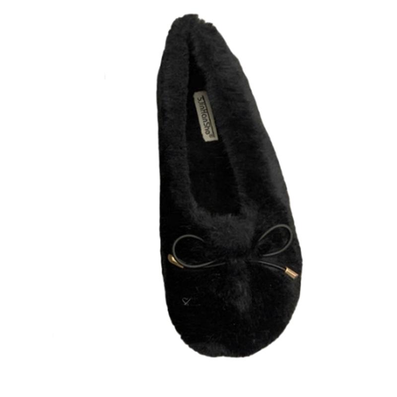 Fashion Fur Women Cotton Shoes Bow Warm Flats Cozy Shoes Winter Fashion Shallow Snow Boots 2025 New Short Plush Dress Botas De Mujer