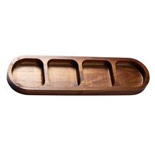 Xiangsi Wood Seasoning Dish, Divided Dish, Household Solid Wood Snack Dish, Hot Pot Barbecue, Three Grid Sauce Dish, Snack Dish