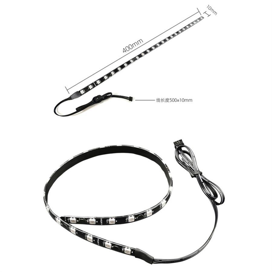 2PCS 40cm Magnetic RGB Lighting Strip With 5V 3Pin ARGB Remote Control for Computer Cases  Motherboard Synchronization Music Rhythm
