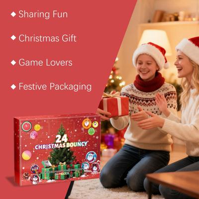 Weihnachts-Adventskalender 2025 24 Tage Hüpfbälle Spielzeug Kinder Feiertags-Countdown-Box Stressabbau Weihnachtsgeschenk für Jungen Mädchen