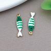 Stainless Steel Double-Sided Enamel Striped Fish Pendant for DIY Jewelry