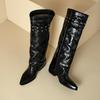 Women's Low-heeled Boots Autumn and Winter New European and American Thick-heeled Large-size Roman Medium Boots