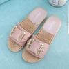 Premium Quality Women Fashion Indoor Outdoor Slippers With Flat Side Buckle Design