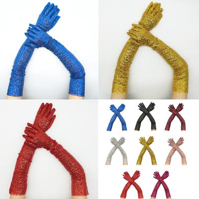 Elegant Long Sequin Gloves for Women Girl Glittering Party Dance Costume Accessory Elbow Gloves Ceremony Party Gloves