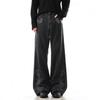 Washed Black and Gray Loose Wide-leg Jeans Men's Embroidery Design Sense American High Street Vibe Versatile Casual Pants