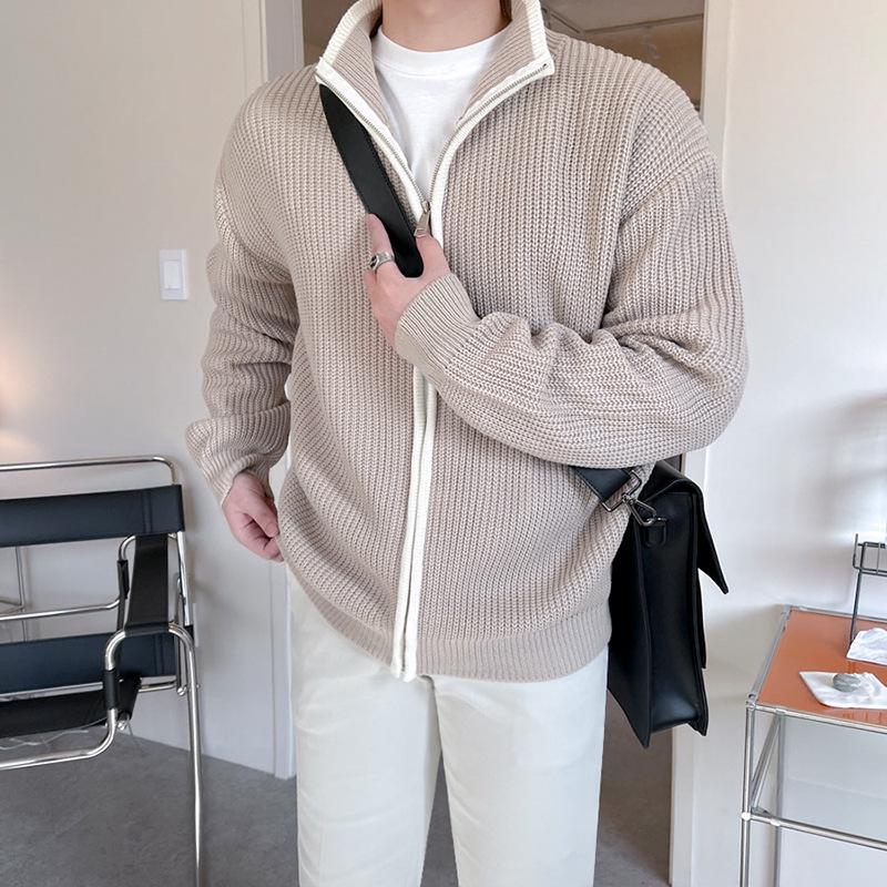 Men's Korean Thick Knit Cardigan Sweater - Versatile, Trendy, Loose-Fit Winter Coat