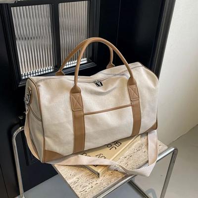 Solid Canvas Large Capacity New Style Travel Bags Zipper High Quality Shoulder Bag for Women  Casual Versatile Tote