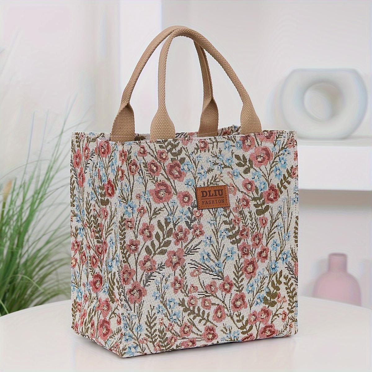 

Vintage Large Capacity Floral Pattern Canvas Tote