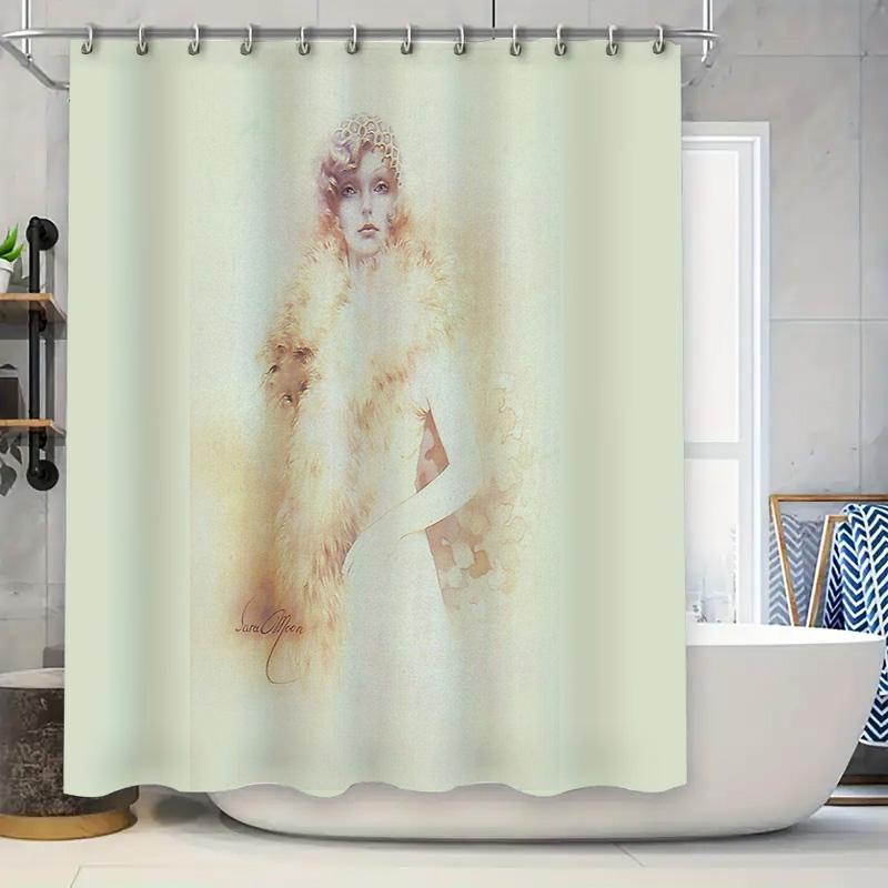 

Vintage Floral Shower Curtain Botanical Pattern Bathroom Decor Farmhouse Rustic Washable Fabric Backdrop W60H190(CM)-1 Pcs