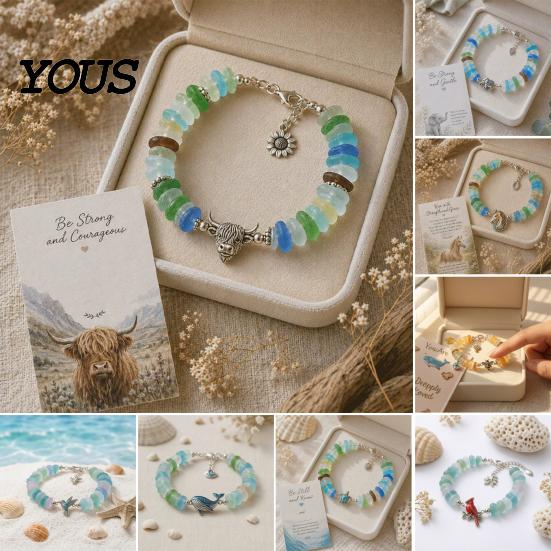 Glasperlen Wal Armband Meeressegen Armband, Glaube und Hoffnung Tier Anhänger Verstellbar Strandurlaub Zubehör Meeresinspiriertes Armband,