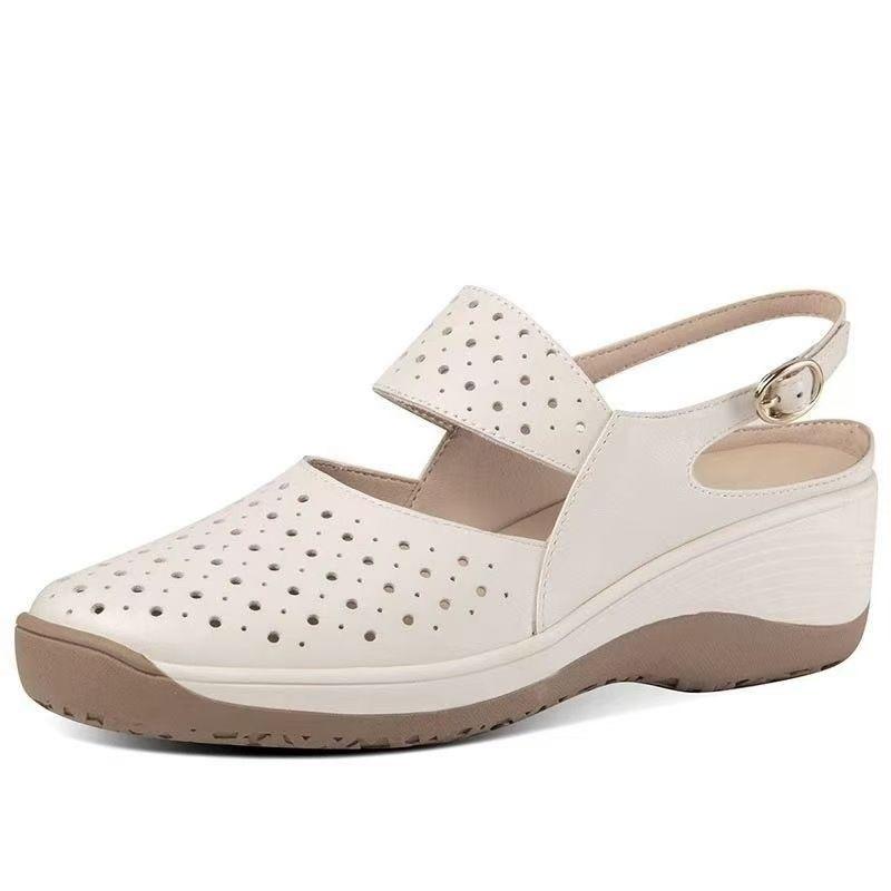 Wedge Heel Single Shoes Hole Shoes Women's Soft-soled Travel Sandals Summer New Bag Head Slippers Thick-soled Women