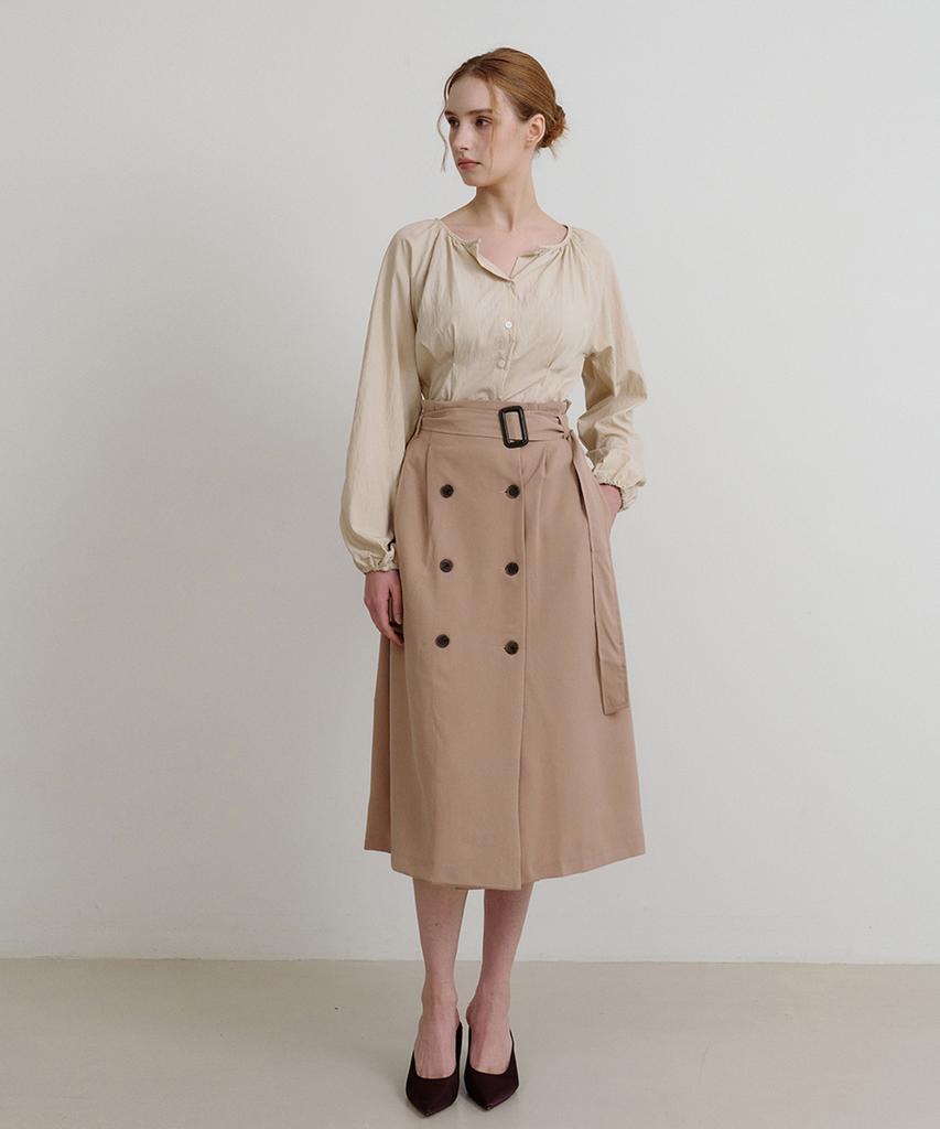 Bye Bye Seop Trench Long Skirt Beige [T53]