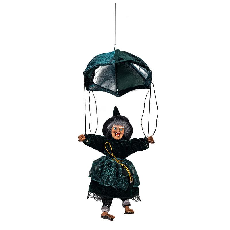 

Witch Parachute Electric Toy Sound Glow Halloween Hanging Decoration Kids Gift зелёный